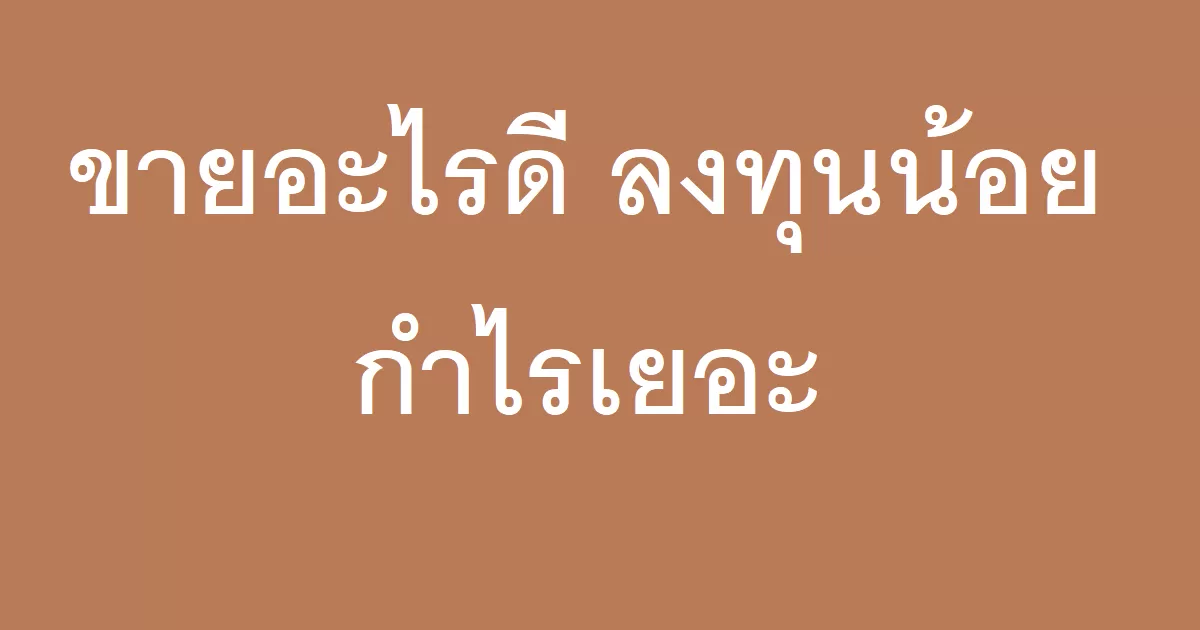 ขายอะไรดี ลงทุนน้อย กำไรดี